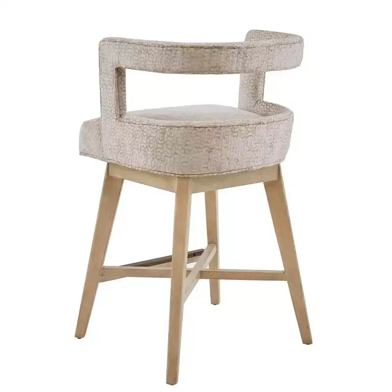 Farwell Swivel Counter Height Barstool Cream - Madison Park: Upholstered, Wood Legs, 300lb Capacity