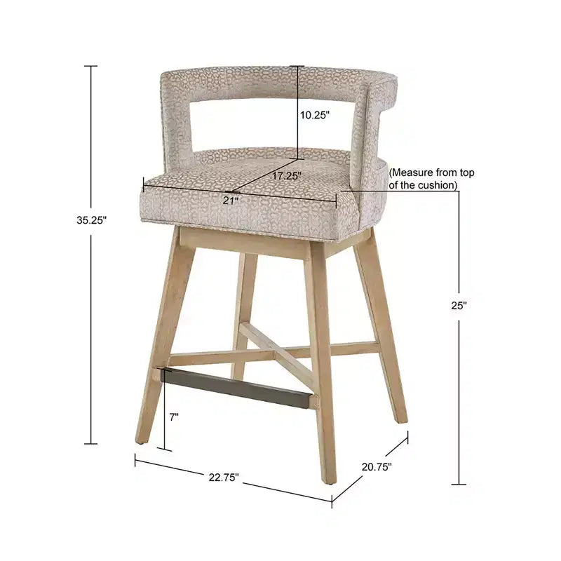 Farwell Swivel Counter Height Barstool Cream - Madison Park: Upholstered, Wood Legs, 300lb Capacity