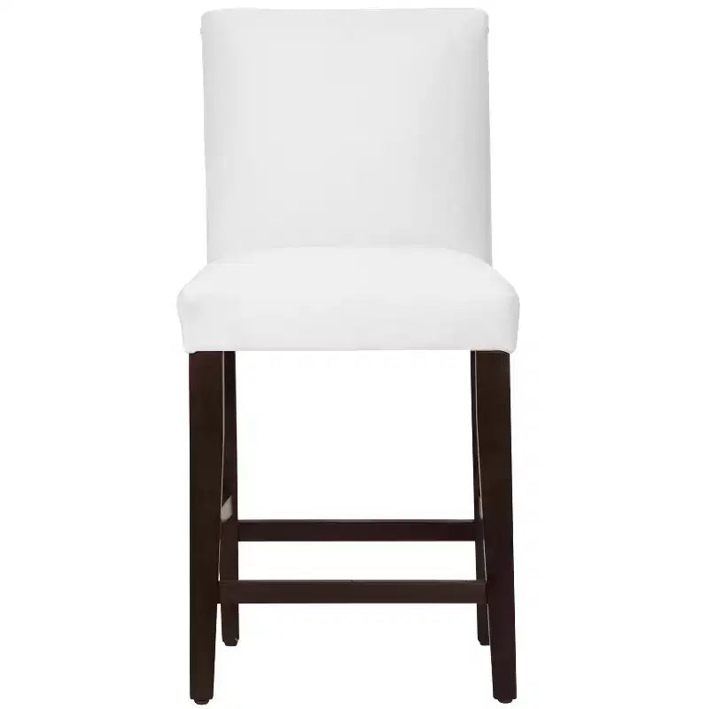 Skyline Furniture Hendrix Counter Height Barstool White Velvet: Modern Square Upholstered, Padded Back