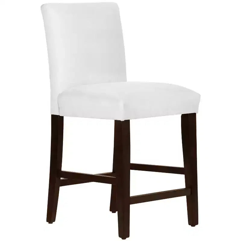 Skyline Furniture Hendrix Counter Height Barstool White Velvet: Modern Square Upholstered, Padded Back