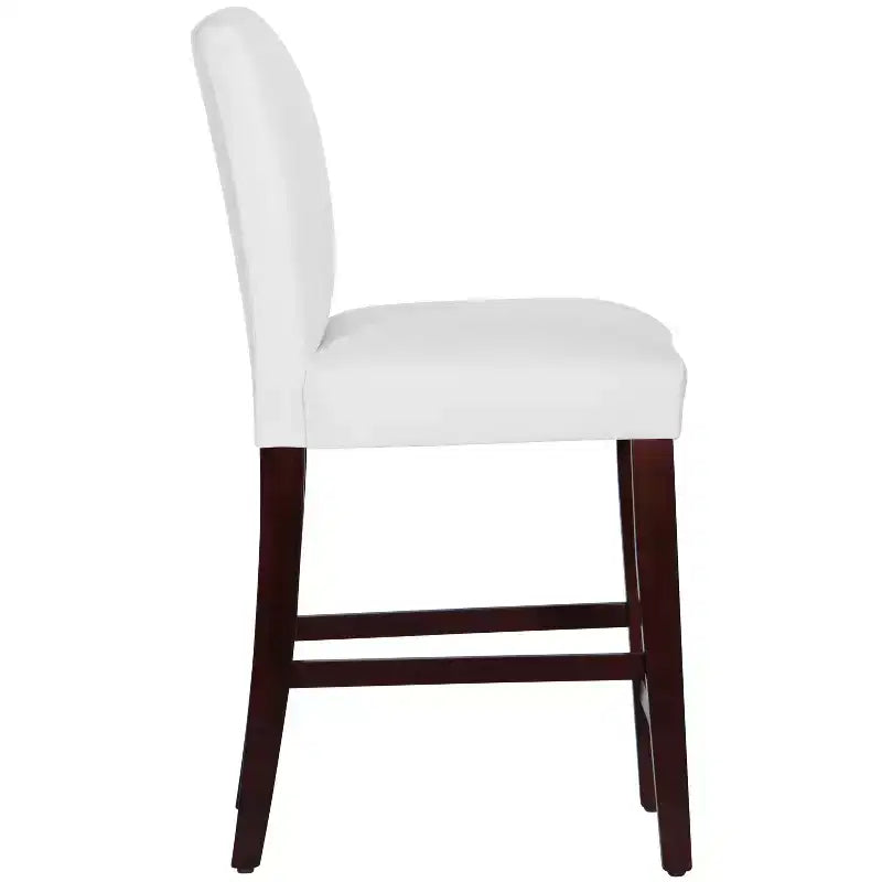 Skyline Furniture Hendrix Counter Height Barstool White Velvet: Modern Square Upholstered, Padded Back