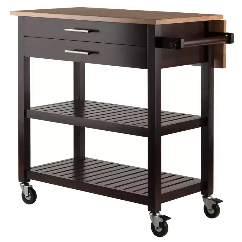 Langdon Kitchen Cart Cappuccino - Winsome: Mid-Century Modern, Wood Composite, Storage Cart