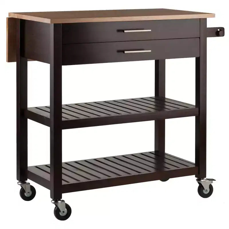 Langdon Kitchen Cart Cappuccino - Winsome: Mid-Century Modern, Wood Composite, Storage Cart