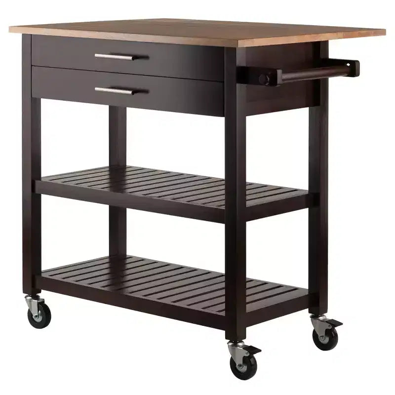 Langdon Kitchen Cart Cappuccino - Winsome: Mid-Century Modern, Wood Composite, Storage Cart