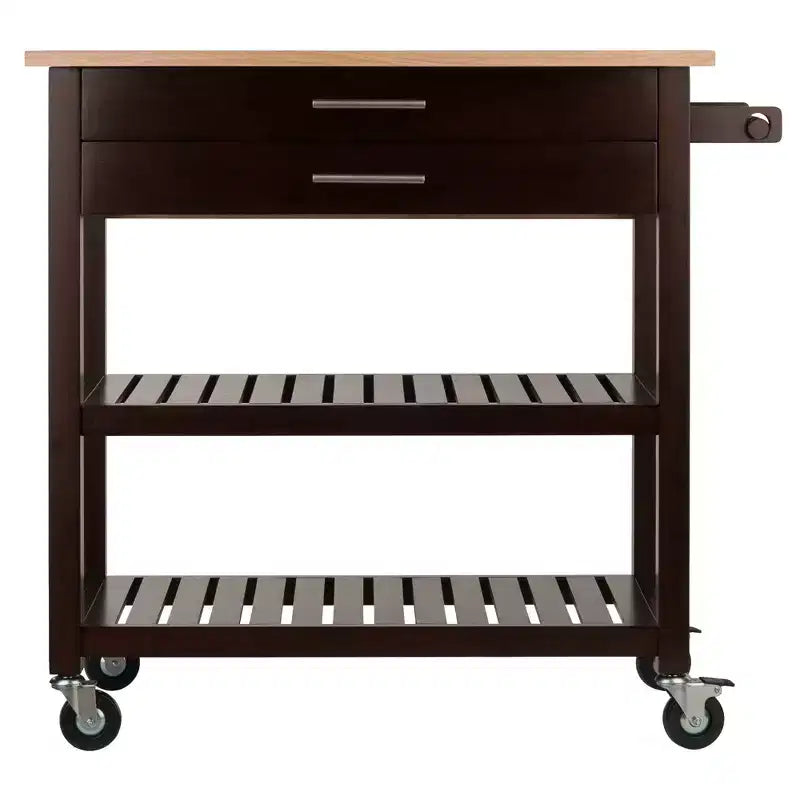 Langdon Kitchen Cart Cappuccino - Winsome: Mid-Century Modern, Wood Composite, Storage Cart