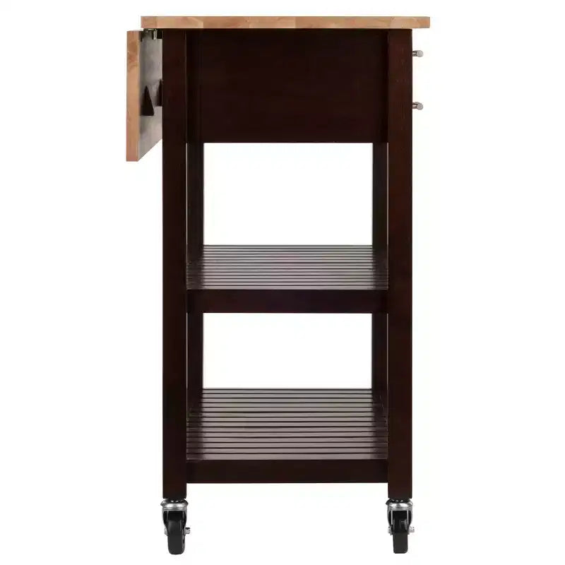 Langdon Kitchen Cart Cappuccino - Winsome: Mid-Century Modern, Wood Composite, Storage Cart