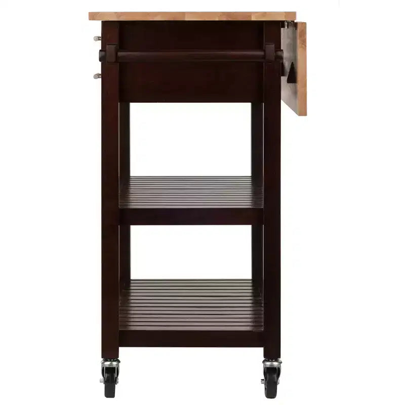 Langdon Kitchen Cart Cappuccino - Winsome: Mid-Century Modern, Wood Composite, Storage Cart