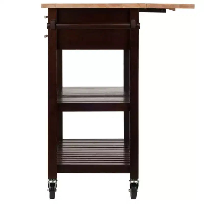 Langdon Kitchen Cart Cappuccino - Winsome: Mid-Century Modern, Wood Composite, Storage Cart