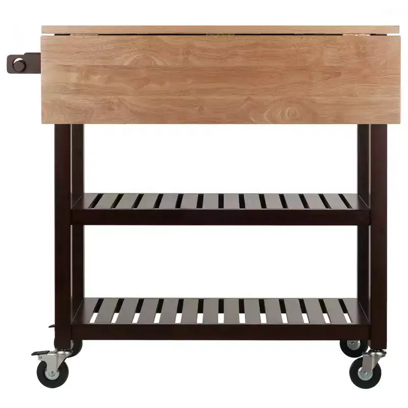 Langdon Kitchen Cart Cappuccino - Winsome: Mid-Century Modern, Wood Composite, Storage Cart