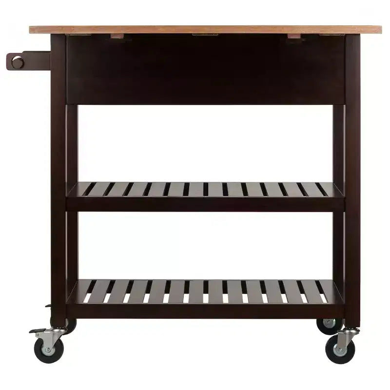 Langdon Kitchen Cart Cappuccino - Winsome: Mid-Century Modern, Wood Composite, Storage Cart