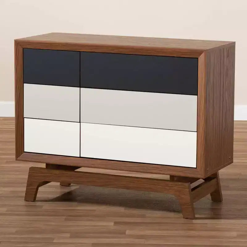 Baxton Studio 6 Drawer Svante Wood Chest Brown : Mid-Century Modern Storage for Bedroom