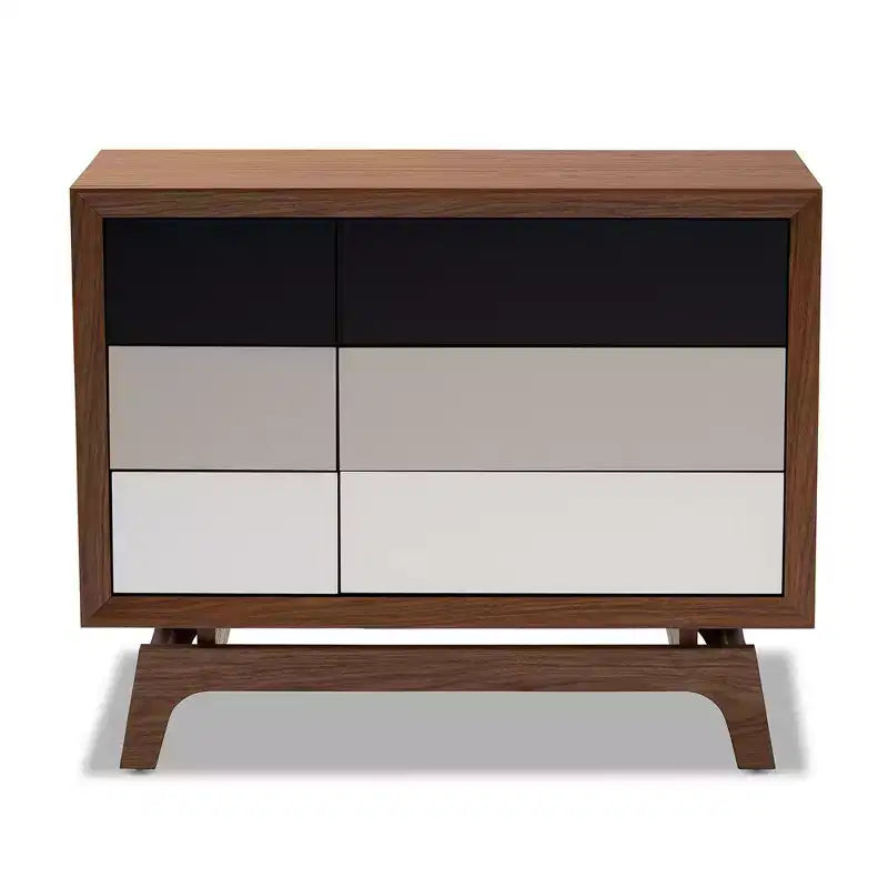 Baxton Studio 6 Drawer Svante Wood Chest Brown : Mid-Century Modern Storage for Bedroom