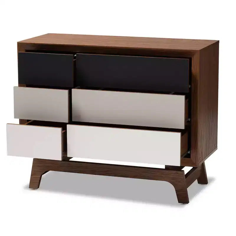 Baxton Studio 6 Drawer Svante Wood Chest Brown : Mid-Century Modern Storage for Bedroom