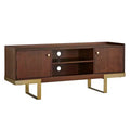 angelo:HOME Luther Wide TV Stand for TVs up to 50" Walnut Finish : Mid-Century Modern Media Console with Storage