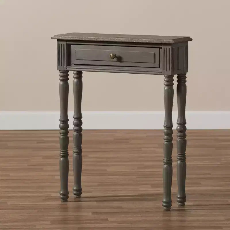 Noemie Country Cottage Farmhouse Finished 1 Drawer Console Table Brown - Baxton Studio: Antique Style, Space-Saving Design