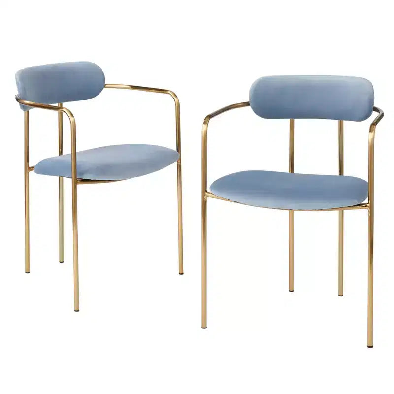 Buylateral Set of 2 Healey Retro Velvet Dining Armchairs