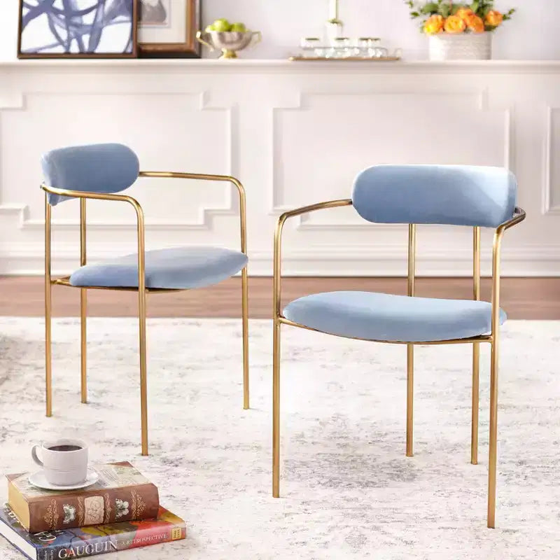 Buylateral Set of 2 Healey Retro Velvet Dining Armchairs