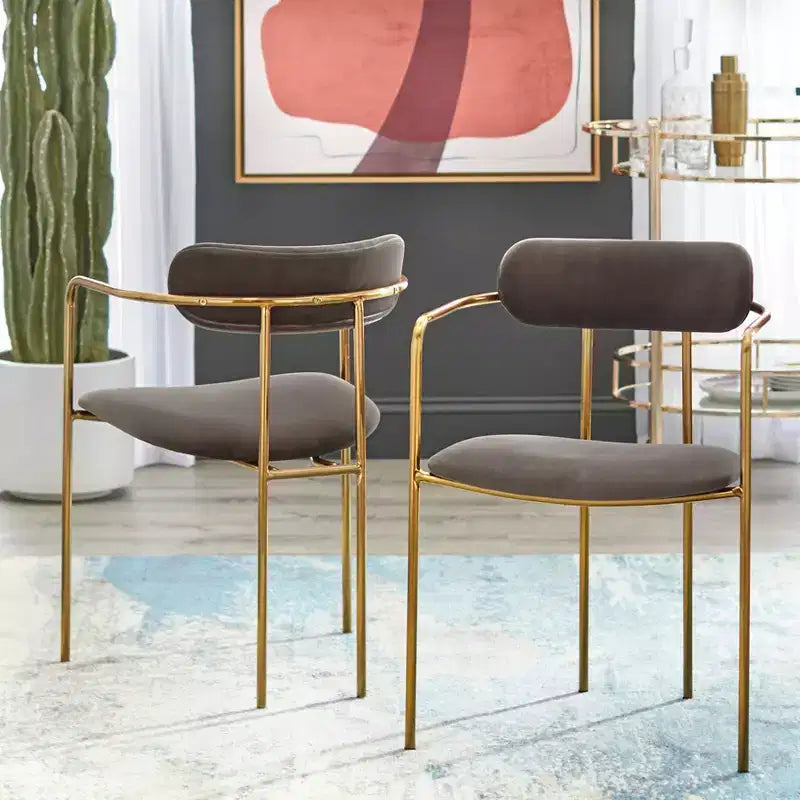 Buylateral Set of 2 Healey Retro Velvet Dining Armchairs