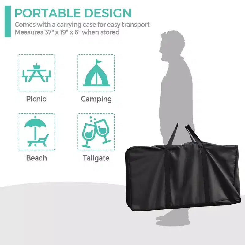 Costway Foldable Camping Table Outdoor Kitchen Portable Grilling Stand Folding BBQ Table