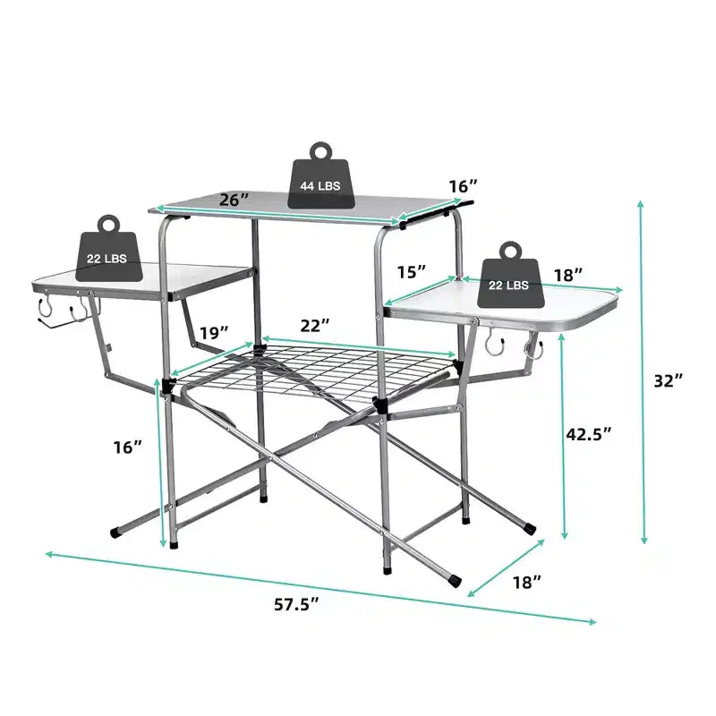 Costway Foldable Camping Table Outdoor Kitchen Portable Grilling Stand Folding BBQ Table